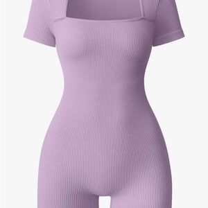 Lavender Ribbed Short Sleeve Bodysuit